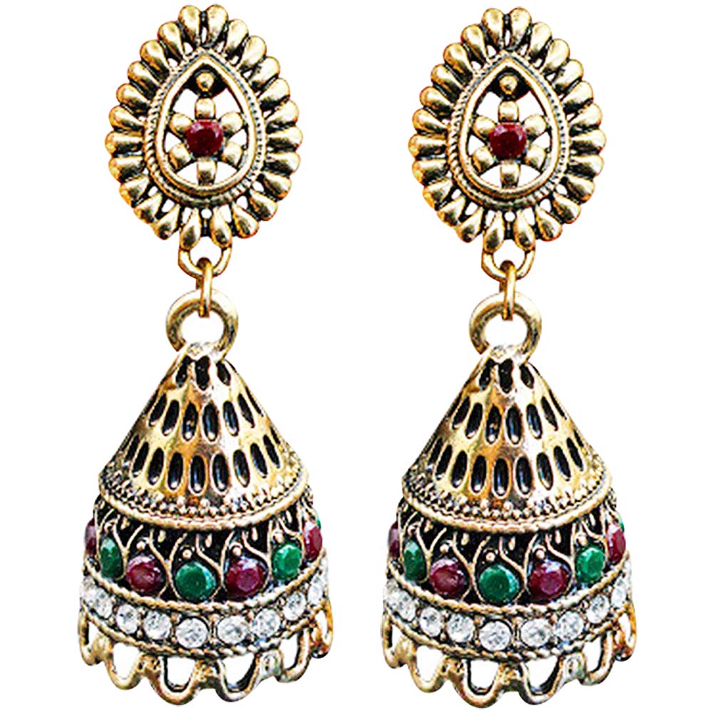 Vintage Bohemian Dangle Earrings for Women - Handmade Retro Ethnic Fan Earrings with Small Bell Charms | Perfect for Festival, Party & Boho Fashion Jewelry Gift