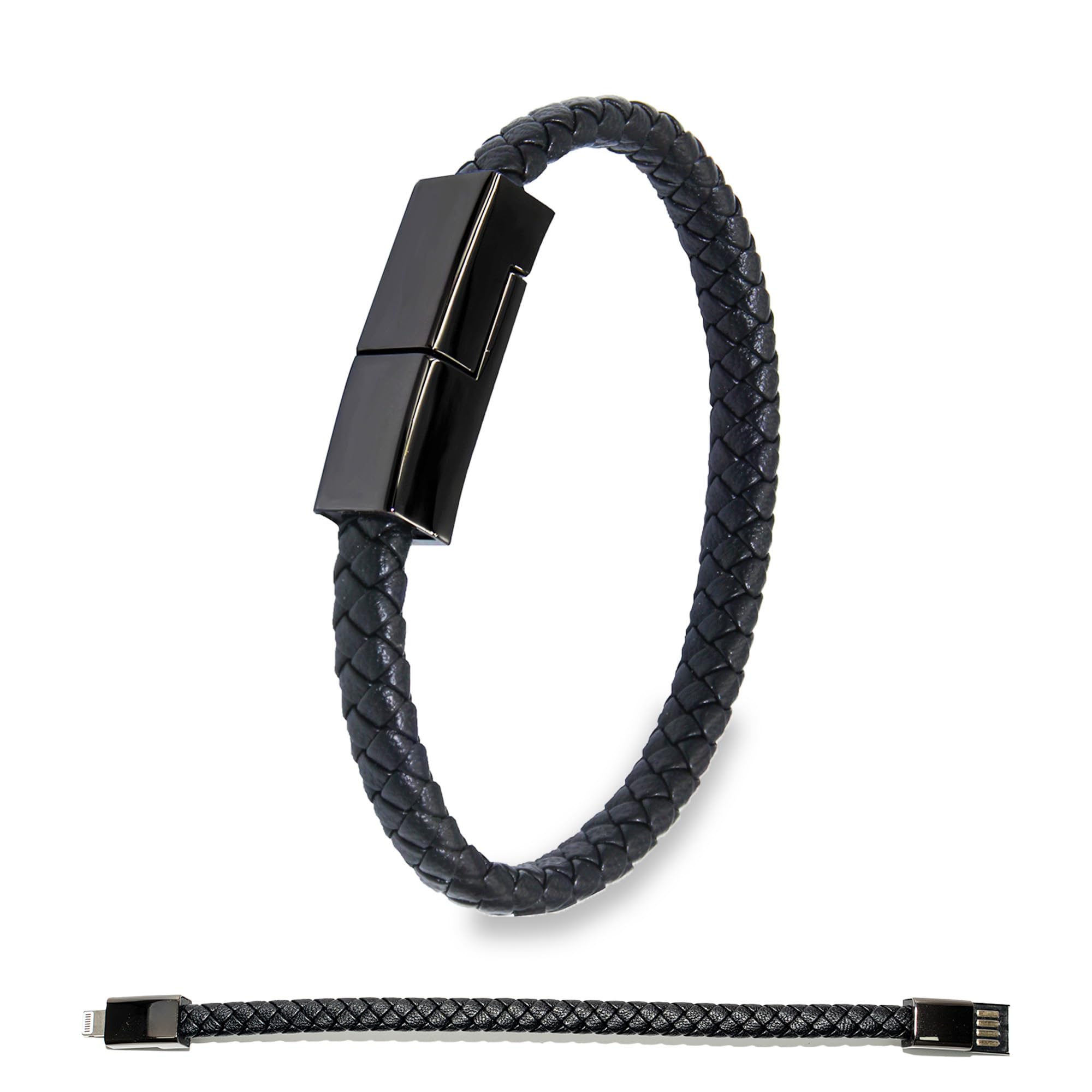 Braided Leather Bracelet USB Charging Cable - Portable Travel Charger for iPhone 14/13/12/11 Pro/XS MAX - Stylish & Durable Charger for Men & Women - Perfect for Travel, Work & Outdoor Activities