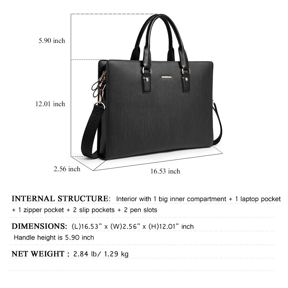 Premium BOSTANTEN Leather Lawyers Briefcase - Slim Professional Laptop Bag for Men & Women - Ideal for Business, Office, and Courtroom Use