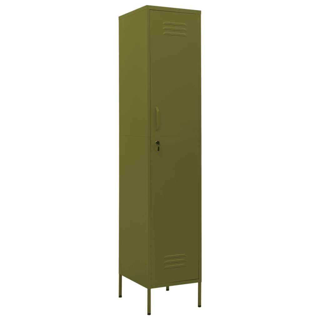 Olive Green Steel Storage Cabinet - 13.8x18.1x70.9 Inch Lockable Metal Cupboard for Garage, Office & Home Organization | Heavy-Duty Floor Cabinet with Secure Doors for Tools, Files & Supplies