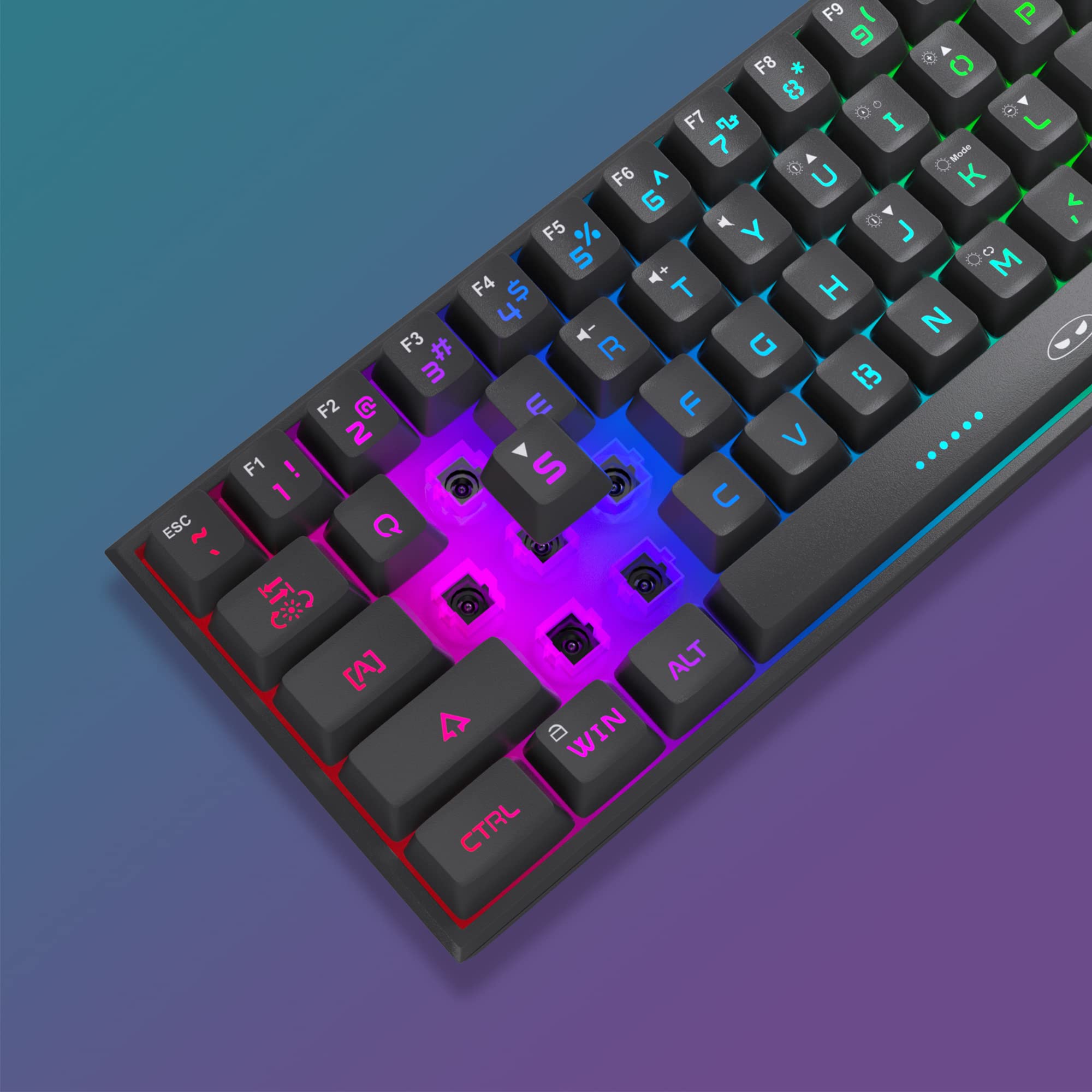 MageGee 60% Compact Mechanical Gaming Keyboard - RGB Backlit, Waterproof, 61 Keys for PC, Mac, Windows, Xbox, PS - Perfect for Esports, Office Work & Home Gaming (Black)