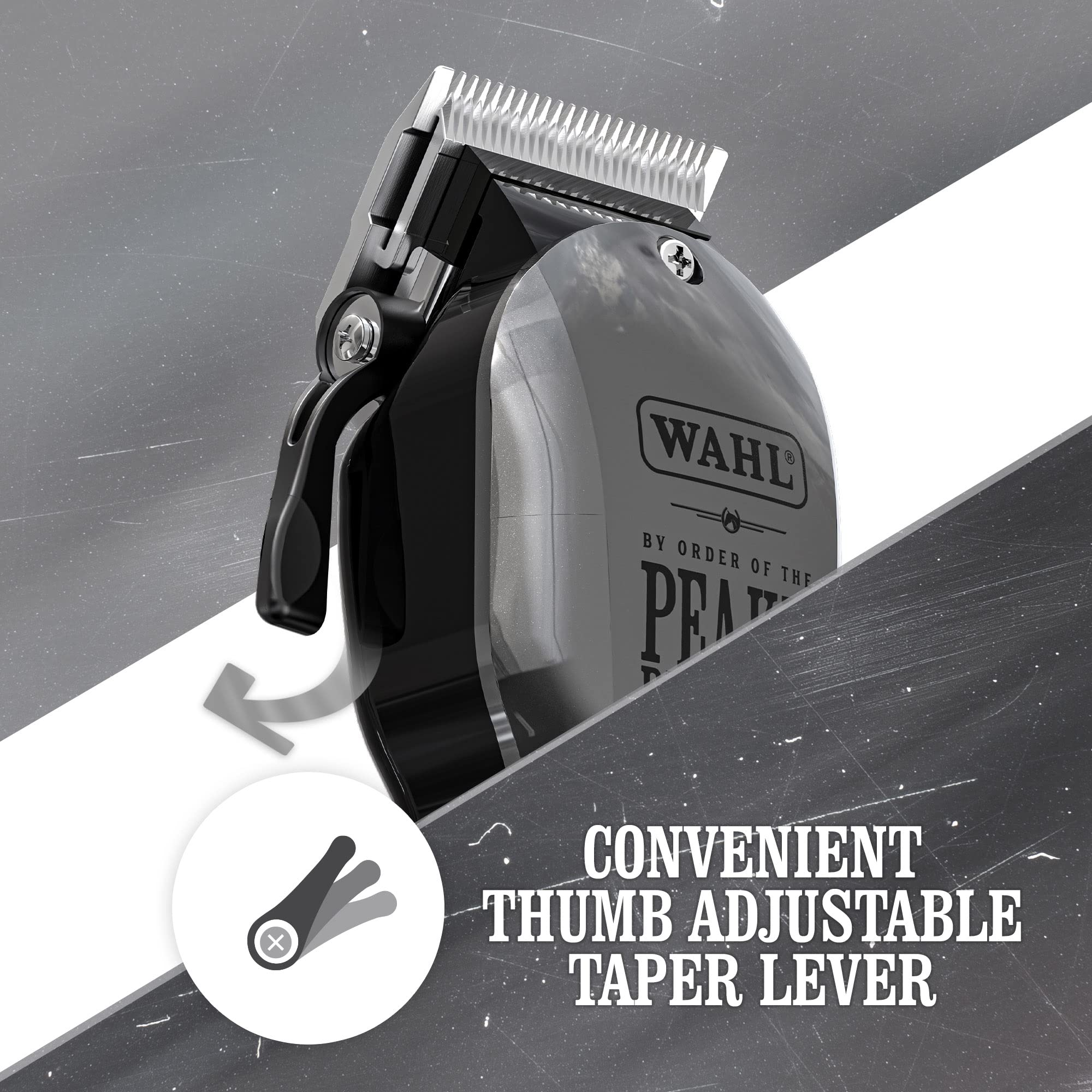 Wahl & Peaky Blinders Professional Hair Clipper Kit with Adjustable Lever - Corded Hair Clippers for Men, Barbers & Stylists - Bulk Hair Removal, Taper Fade & Precision Cutting - Includes Barber Cape & Lightweight Design - Perfect for Home Haircuts, Salon Use & Professional Grooming
