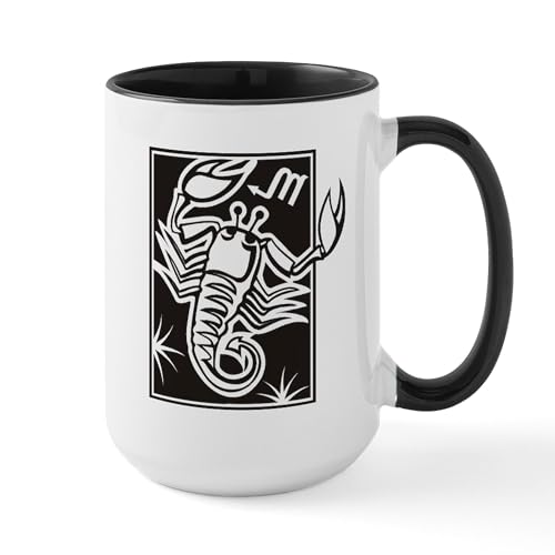 White/Black Inside - Scorpio Coffee Mug / Cup 15Oz