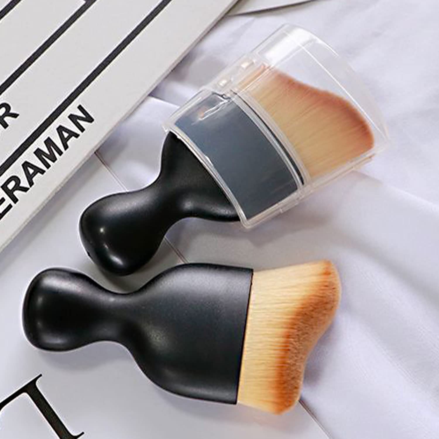 TCCO Foundation Makeup Brush - Flat Kabuki for Liquid, Cream & Powder - Travel-Friendly with Case for On-the-Go Beauty