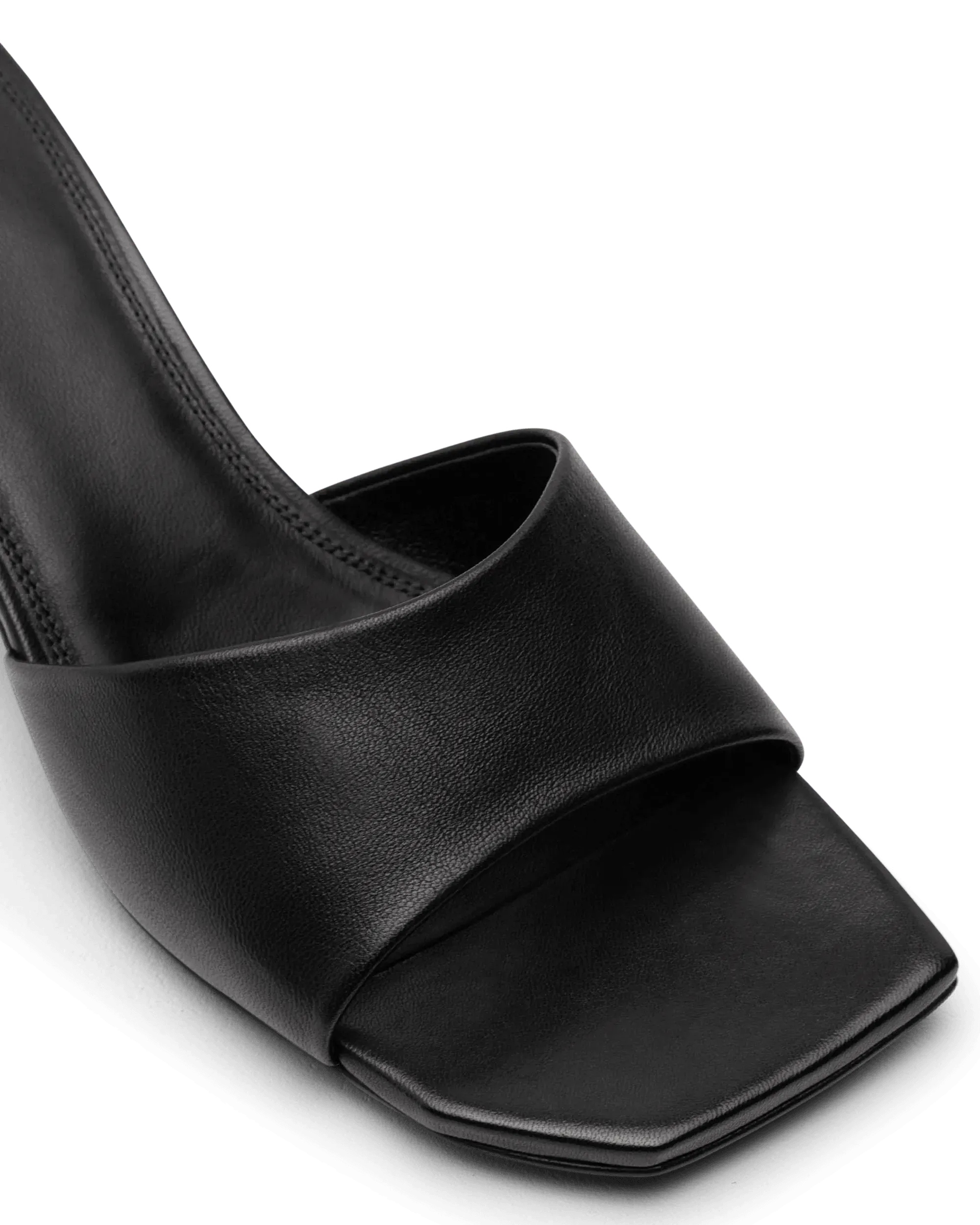 Open Toe Allen Leather Kitten Heel Mules - Women's Comfortable Slip-On Shoes for Office, Party & Casual Wear