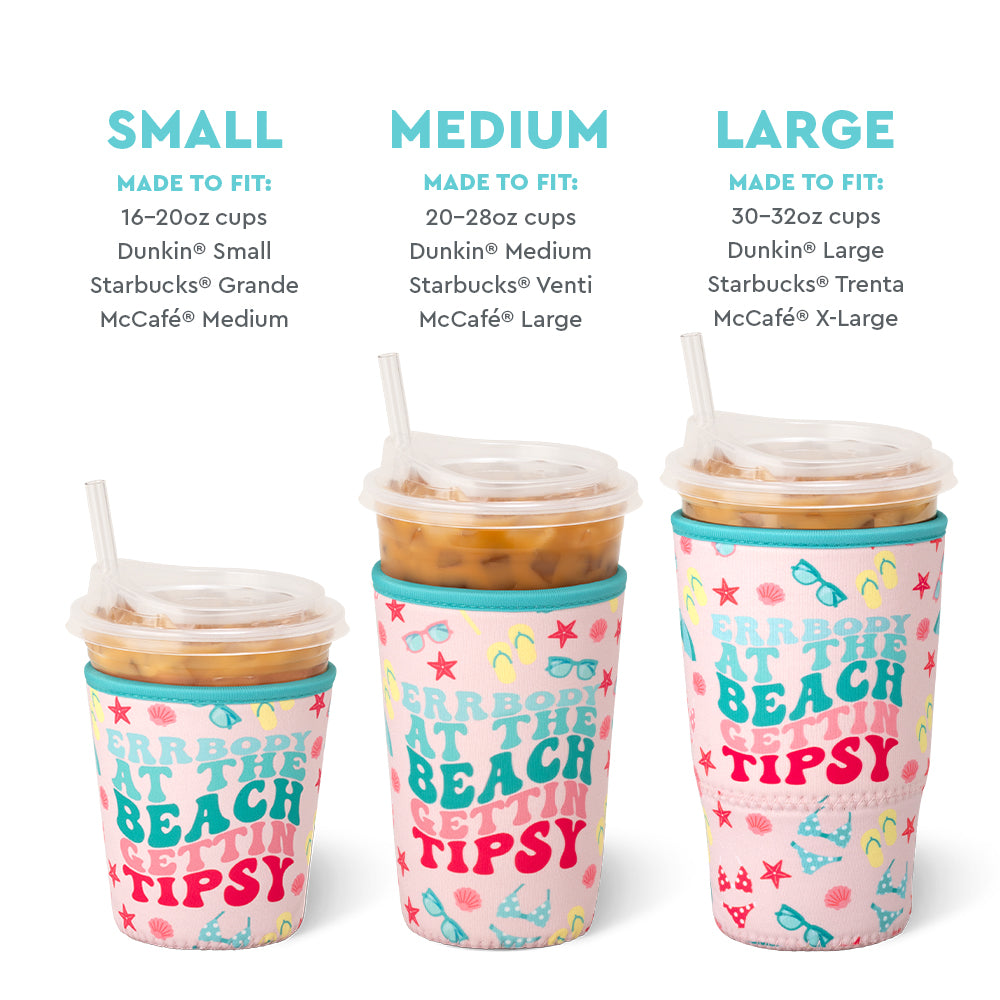 Errbody At The Beach Medium Iced Cup Coolie - Insulated Can Cooler for Drinks, Perfect for Pool Parties, Beach Trips & Outdoor Adventures