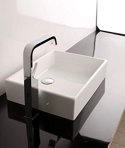 50A Gloss White Bathroom Sink - Unlimited Flow Faucet for Modern Bathrooms | Perfect for Home, Hotel & Commercial Use