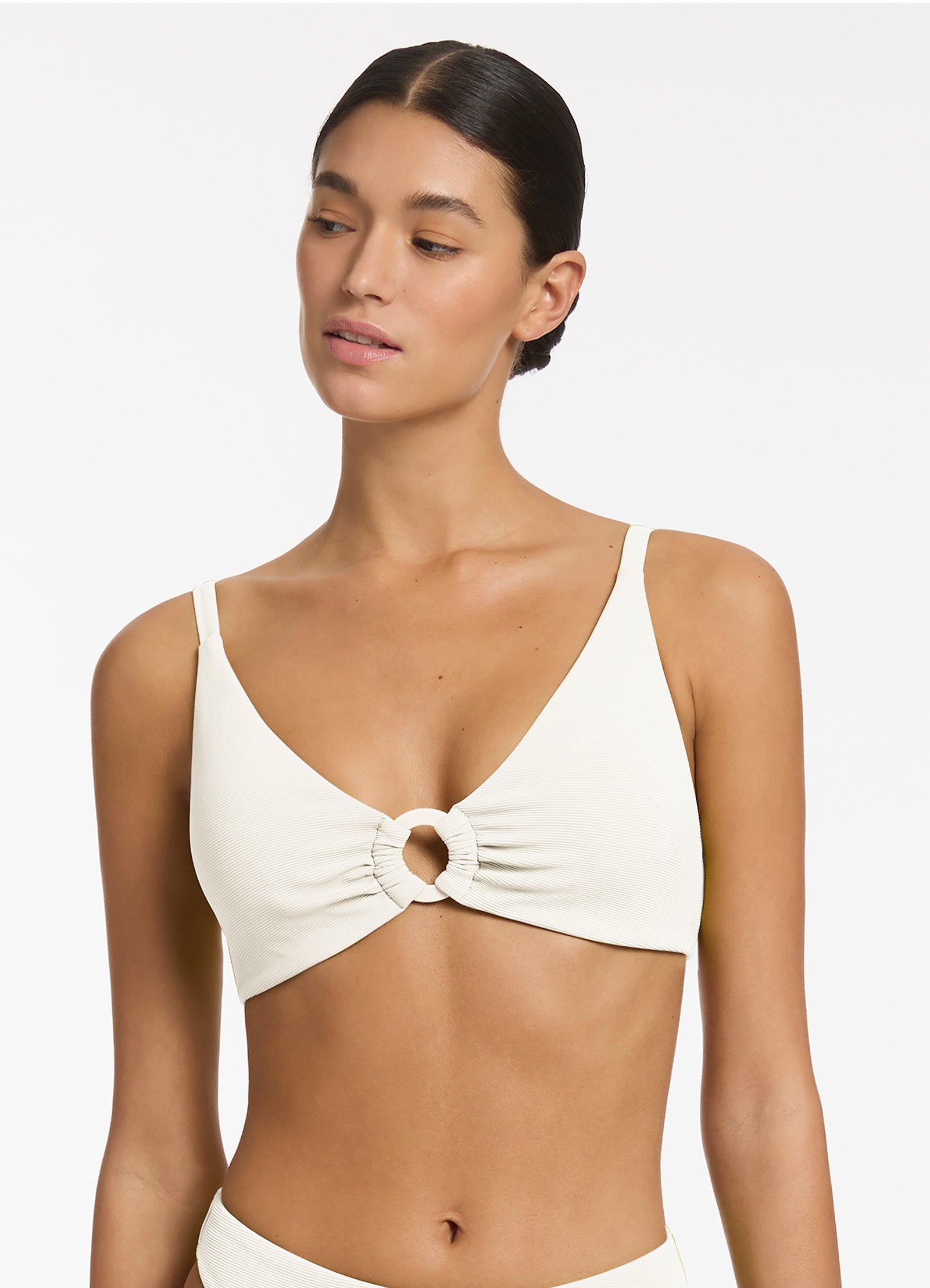 Isla Rib C D Triangle Bikini Top - Cream | Sexy Swimwear for Beach & Pool | Perfect for Summer Vacation & Tropical Getaways