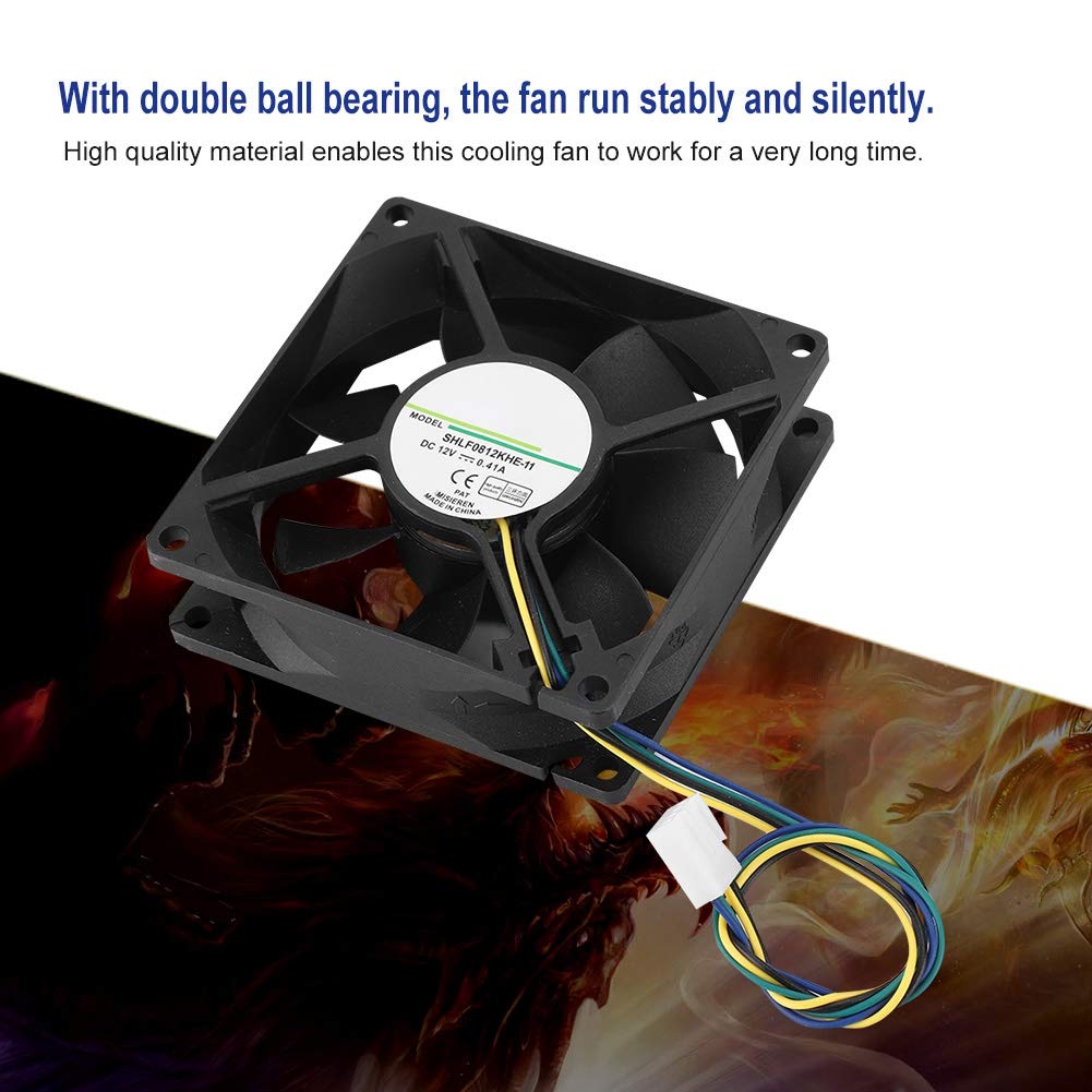 High Performance 80mm 12V PWM Computer CPU Cooling Fan - Ultra Quiet 4 Pin Ball Bearing Case Fan for PC Cooling | Ideal for Gaming PCs, Workstations & Home Office Desktops