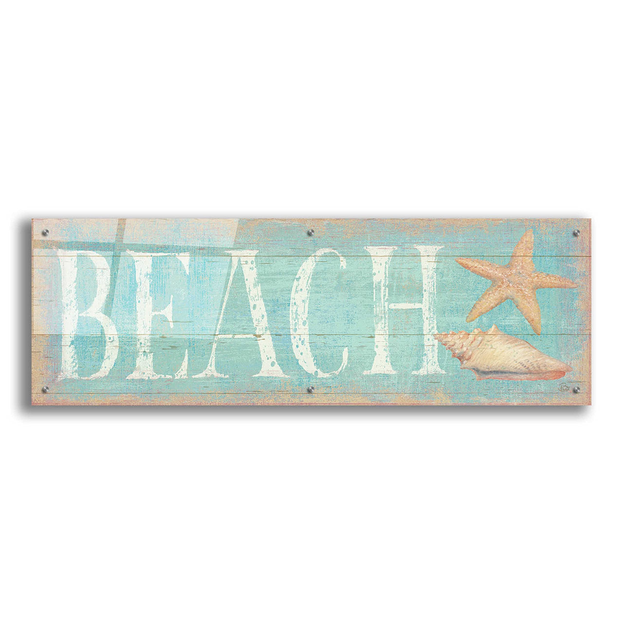 Epic 'Pastel Beach' Acrylic Glass Wall Art by Daphne Brissonnet - 48x16 Inches Coastal Painting for Living Room, Bedroom & Office Decor