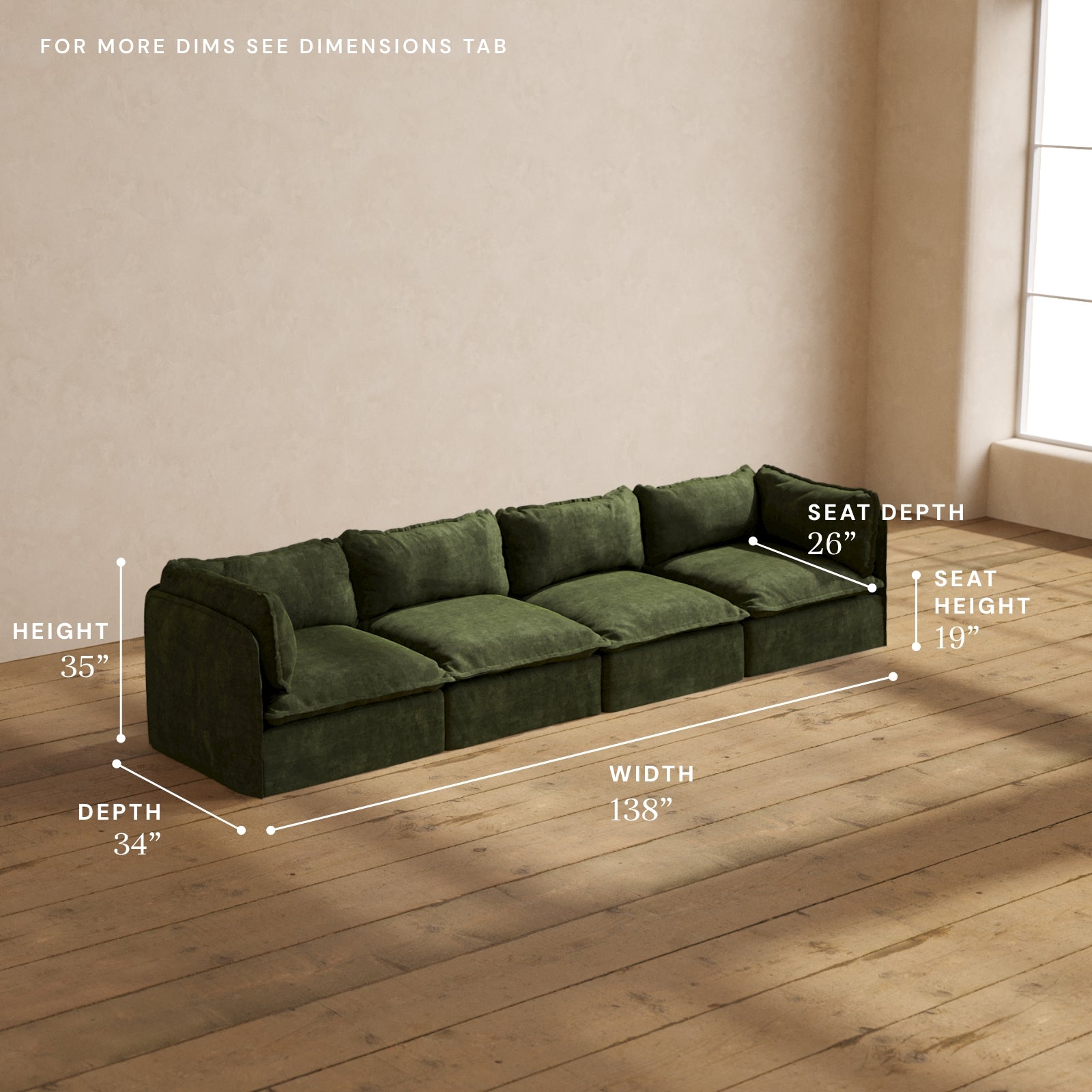 Premium Modular Performance 4-Seater Sofa in Olive Green | Luxury Blend Fabric | Perfect for Living Room, Home Theater & Office Lounge