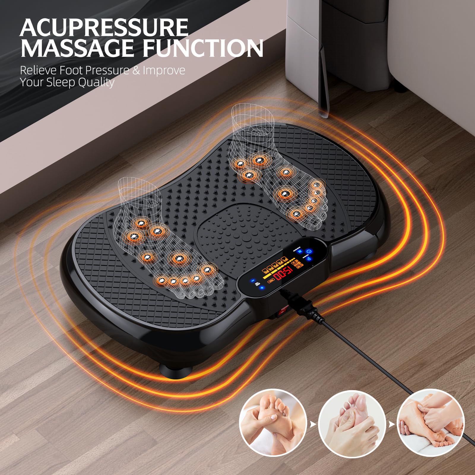 PBYRD Vibration Plate Exercise Machine for Weight Loss & Lymphatic Drainage - Full Body Workout Vibrating Fitness Platform for Home Gym - Tones Muscles & Improves Wellness - Supports 330lbs Max Weight - Perfect for Home Fitness, Post-Workout Recovery & Cellulite Reduction