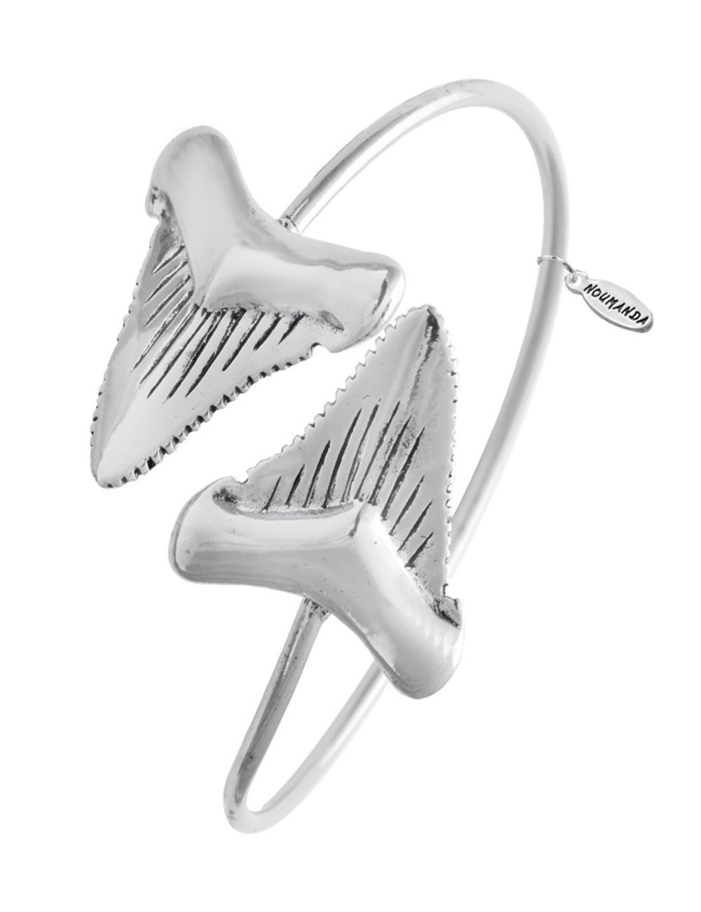 NOUMANDA Shark Tooth Bracelet for Men Women - Double Wrap Bangle Cuff with Arrow Design - Stylish Boho Tribal Jewelry Gift for Beach Party, Festival & Everyday Wear