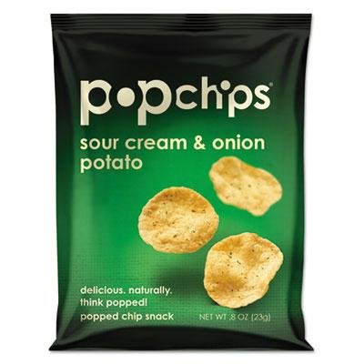 Popchips Sour Cream & Onion Potato Chips - 0.8 Oz Bags (72 Count) | Healthy Baked Snacks for Office Breakroom, School Lunches & On-the-Go Snacking