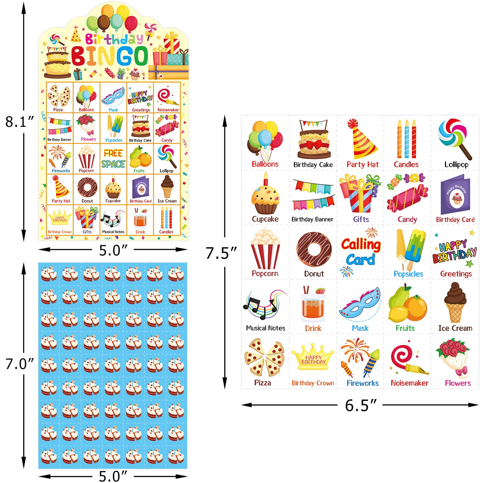 Birthday Bingo Game for Kids - 24 Player Die-Cut Bingo Cards Set - Fun Party & Classroom Activity Supplies for School Events, Family Gatherings & Holiday Celebrations
