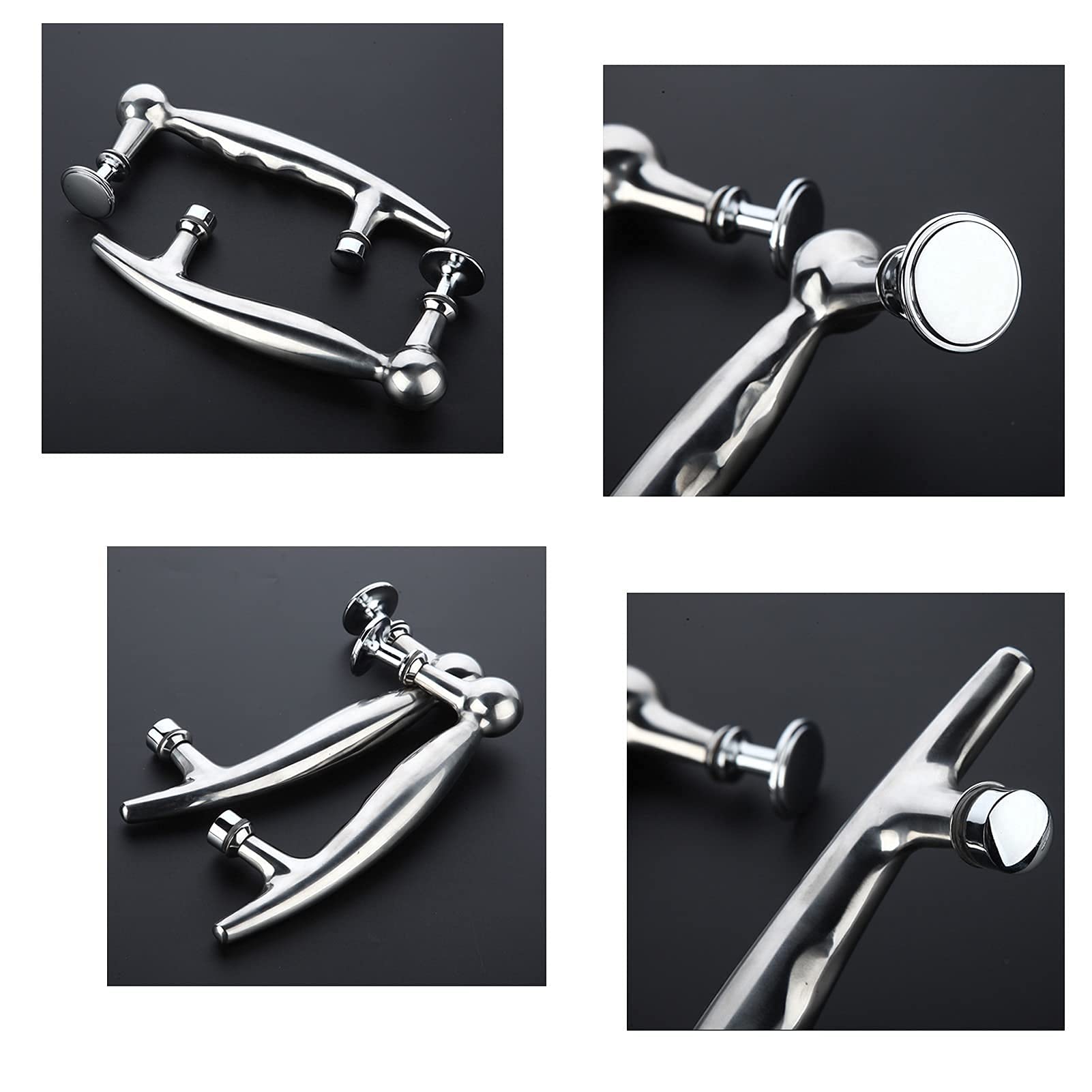 Stainless Steel Shower Door Handle - Heavy Duty Push Pull for Bathroom Glass Doors (145mm) - Replace Old Handles