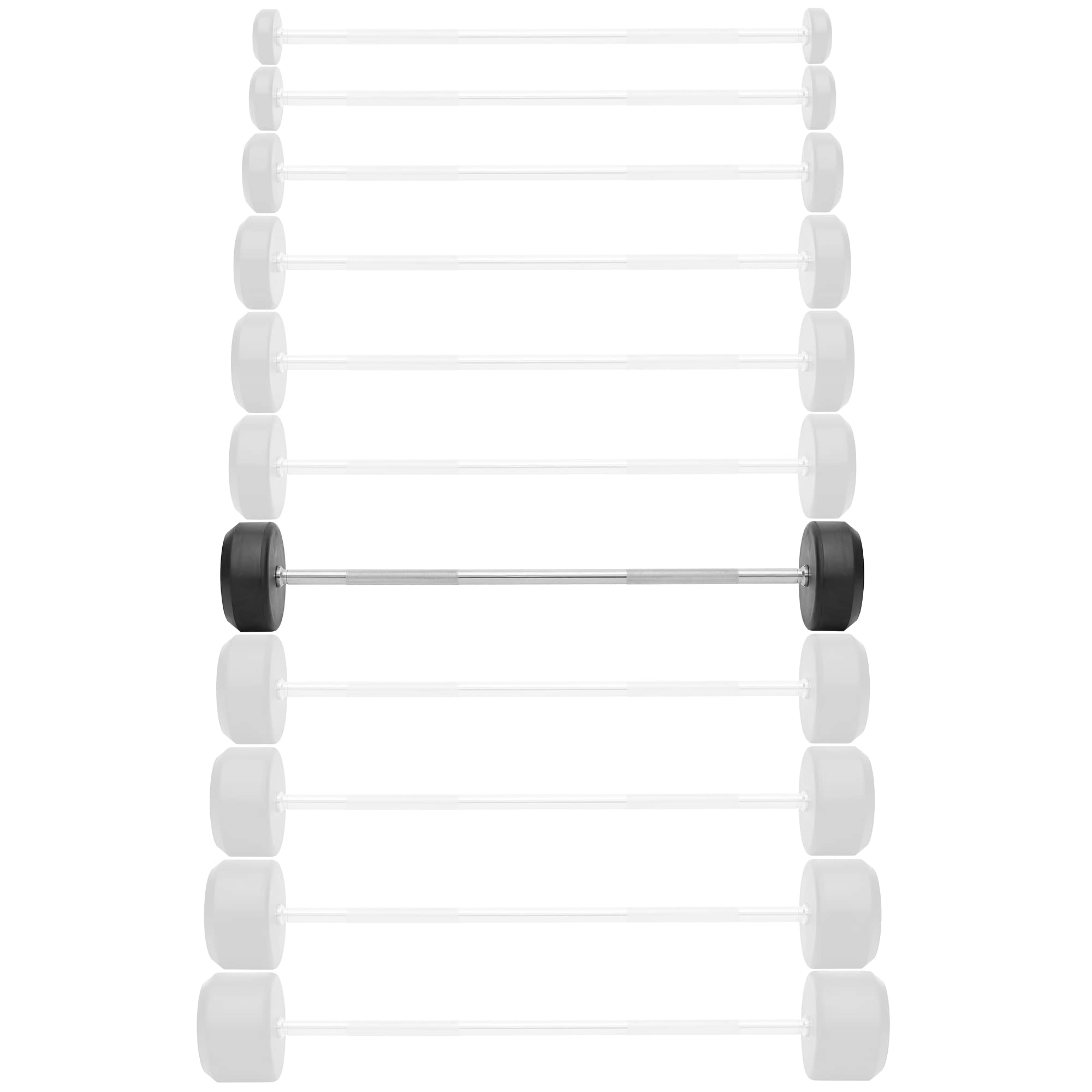 Philosophy Gym Rubber Fixed Barbell - Pre-Loaded Weight Straight Bar for Strength Training, Weightlifting & CrossFit | Perfect for Home Gym, Powerlifting & Functional Fitness Workouts