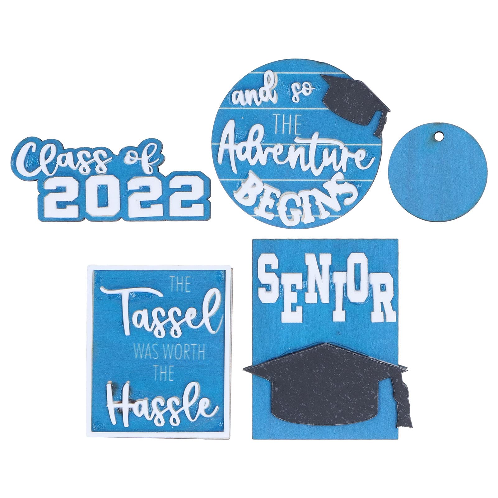 Okuyonic 2022 Graduation Tiered Tray Decor - Elegant 3-Tier Serving Tray with Gown & Diploma Design | Odorless & Durable for Coffee Bars, Office, or Home Decor | Perfect Graduation Party Centerpiece (Blue)
