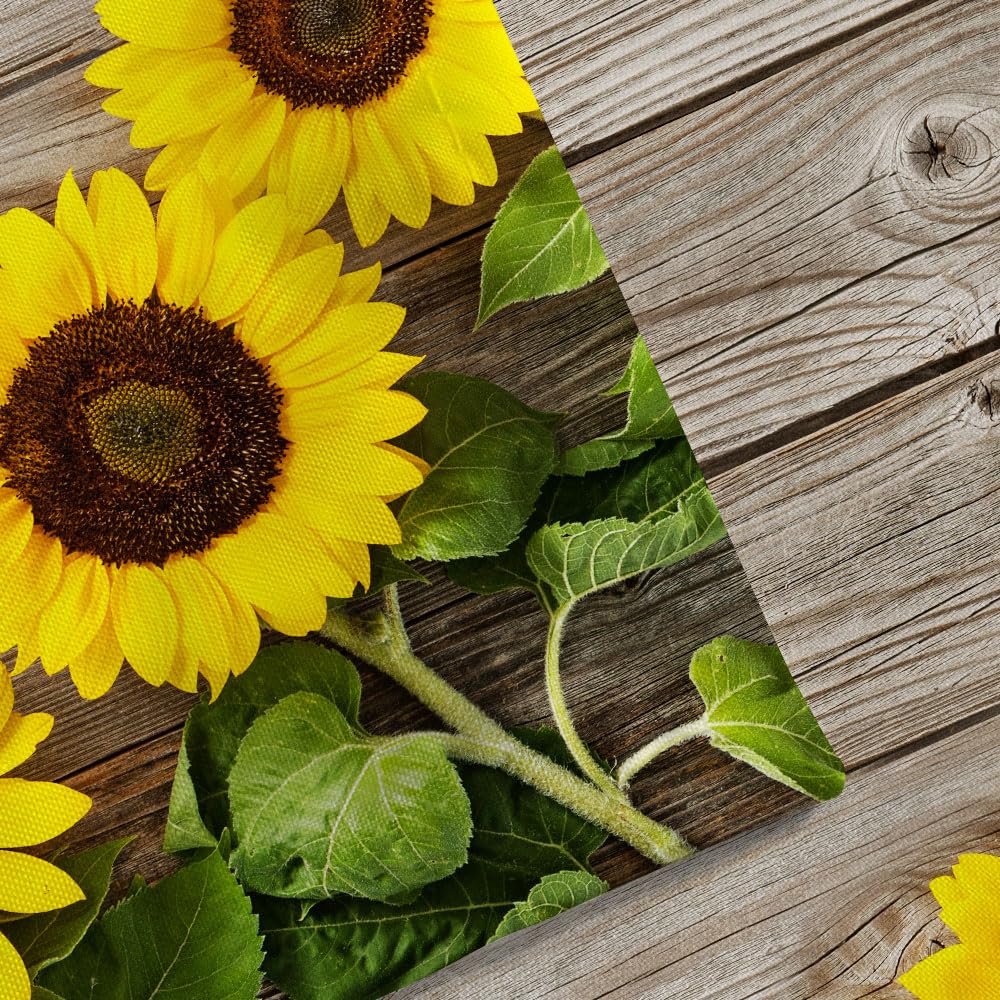 Rustic Sunflower Kitchen Curtains - Farmhouse Floral Window Treatment 27.5x39