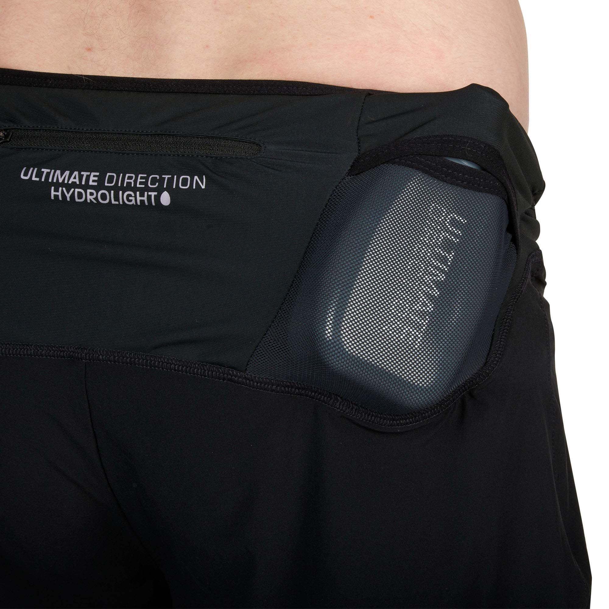 Ultimate Direction Hydro Shorts for Men - Lightweight Running Shorts with Built-in Hydration Pockets, Onyx Black, Large - Perfect for Trail Running, Hiking & Outdoor Adventures