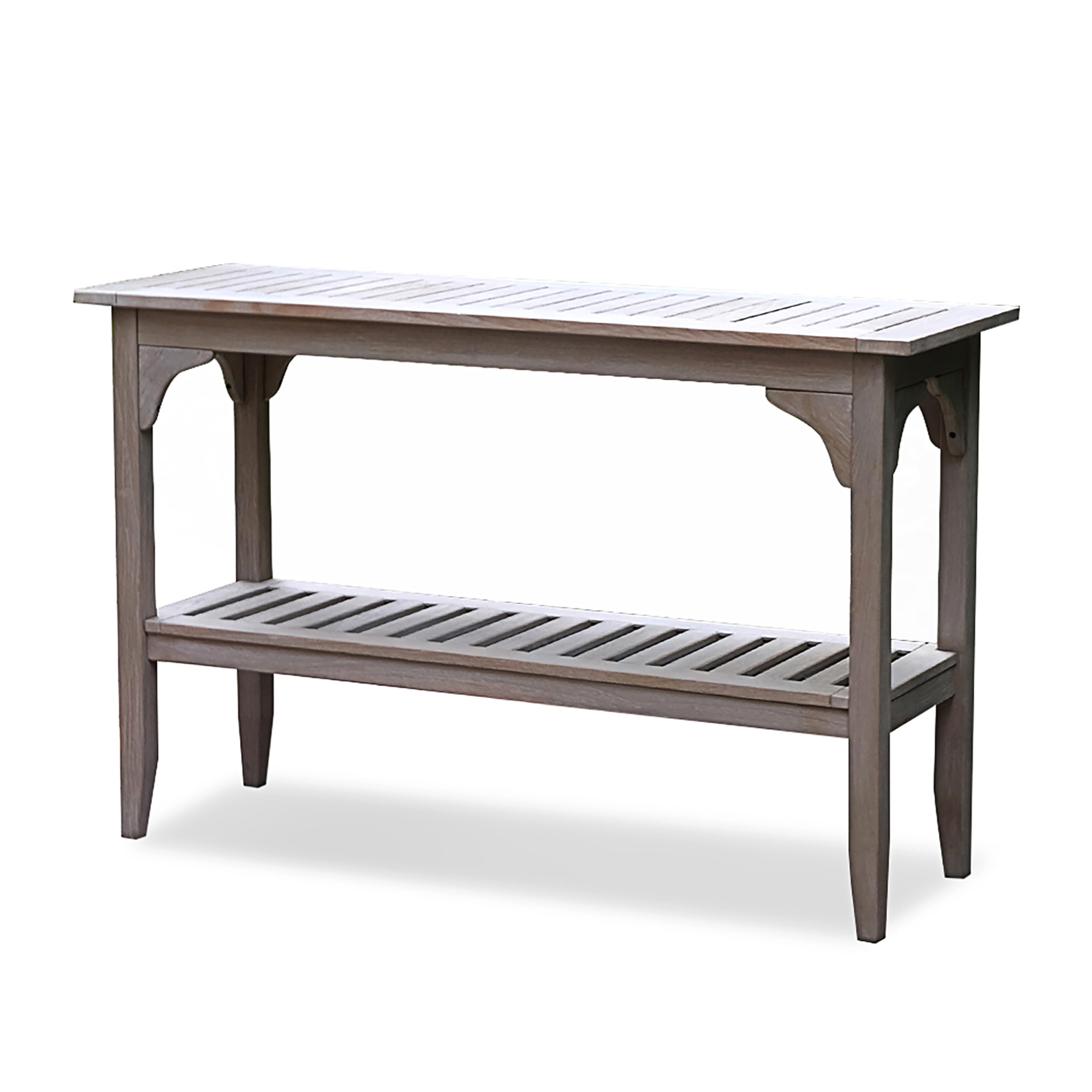 Cambridge Casual Indonesian Teak Auburn Outdoor Console Table – Weathered Gray Finish – Durable & Stylish Teak Wood Accent Plant Table for Patio, Deck, Porch – Perfect for Outdoor Entertaining, Garden Decor, and Balcony Furniture