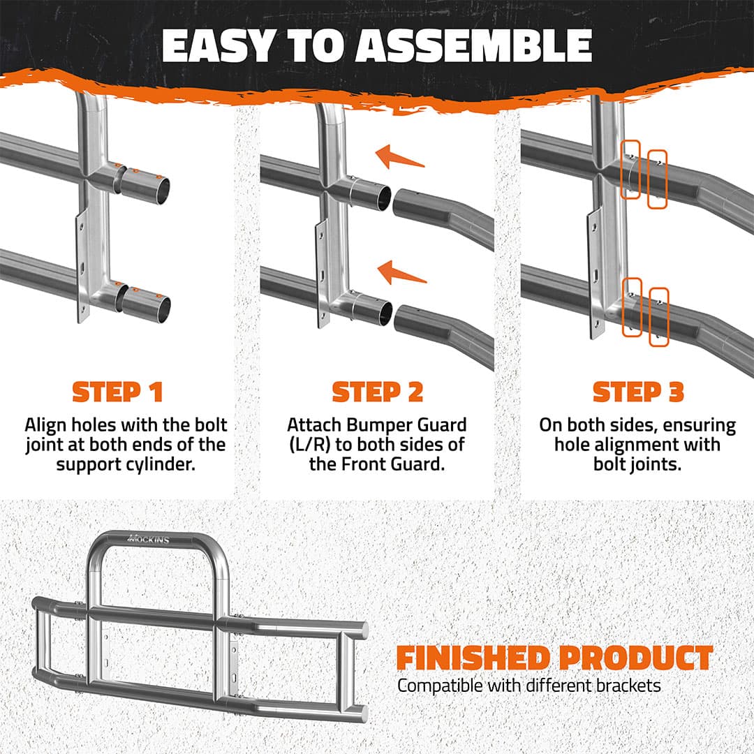 Heavy Duty 90x11.5x25.5 Inch Front Bumper Guard with Mounting Brackets for Peterbilt 2019 Trucks - Durable Protection for Semi Trucks & Commercial Vehicles