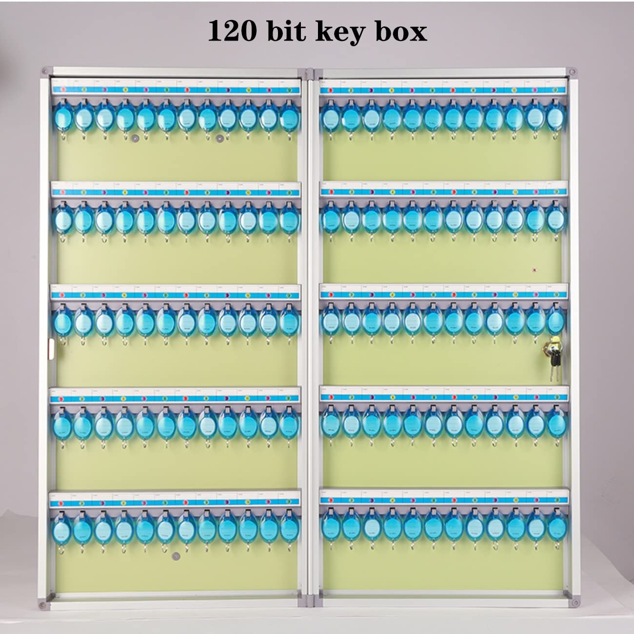Wall Mounted Key Cabinet with Lock - Large Capacity Key Management Box Holds 24-120 Keys, Silver (120 Bits) - Ideal for Hospitals, Offices, Schools & Home Organization