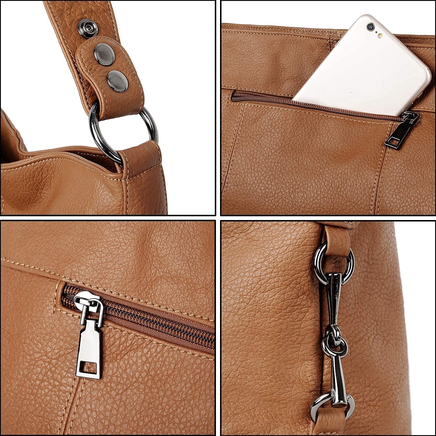 YALUXE Genuine Leather Shoulder Bag for Women - Stylish Hobo Purse & Crossbody Handbag - Perfect for Work, Travel & Everyday Use