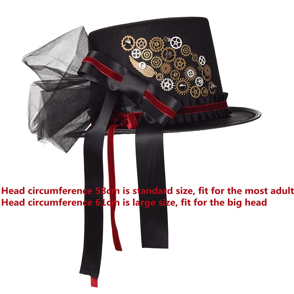 COSDREAMER Unisex Gothic Steampunk Top Hat with Goggles - Victorian Style Costume Accessory for Halloween, Cosplay, LARP, and Themed Parties