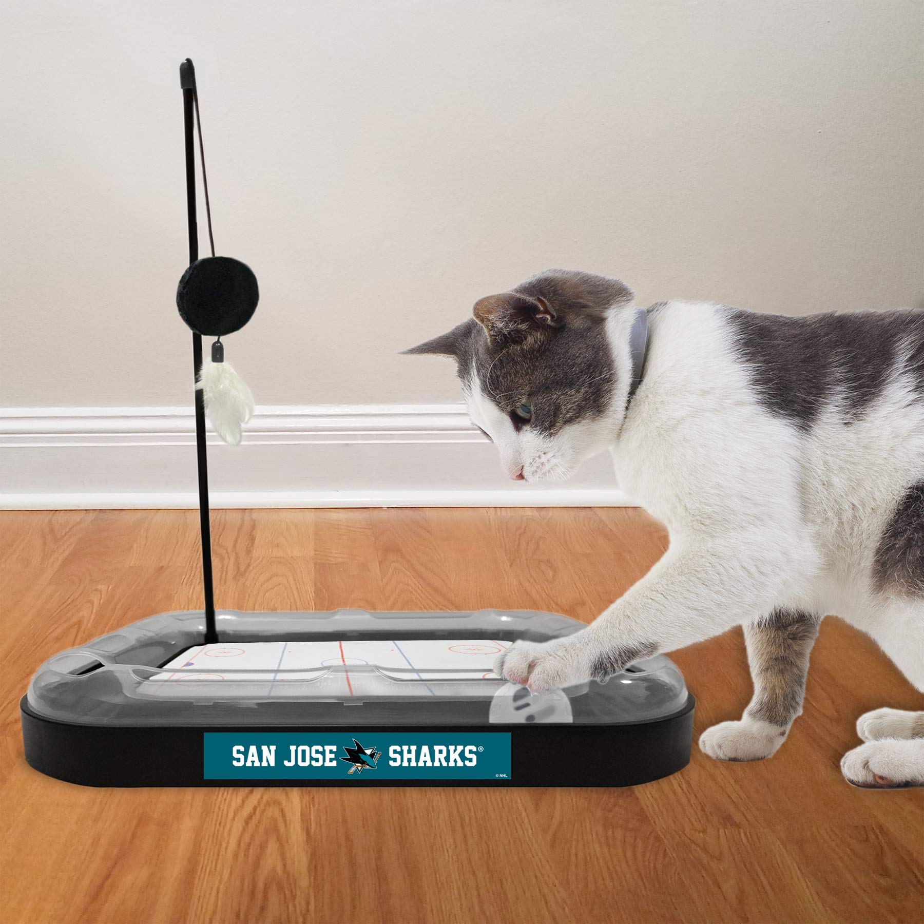 San Jose Sharks Hockey-Themed Cat Scratching Toy with Interactive Ball & Bell - 5-in-1 Multi-Functional Cat Scratcher for Play, Exercise & Stress Relief - Perfect for NHL Fans & Cat Lovers