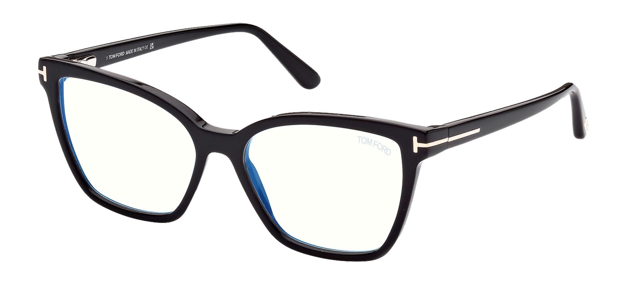 Tom Ford Eyeglasses FT 5812 -B 001 Shiny Black with Logo & Blue Light Blocking Lenses - Stylish Reading & Computer Glasses for Work & Screen Time