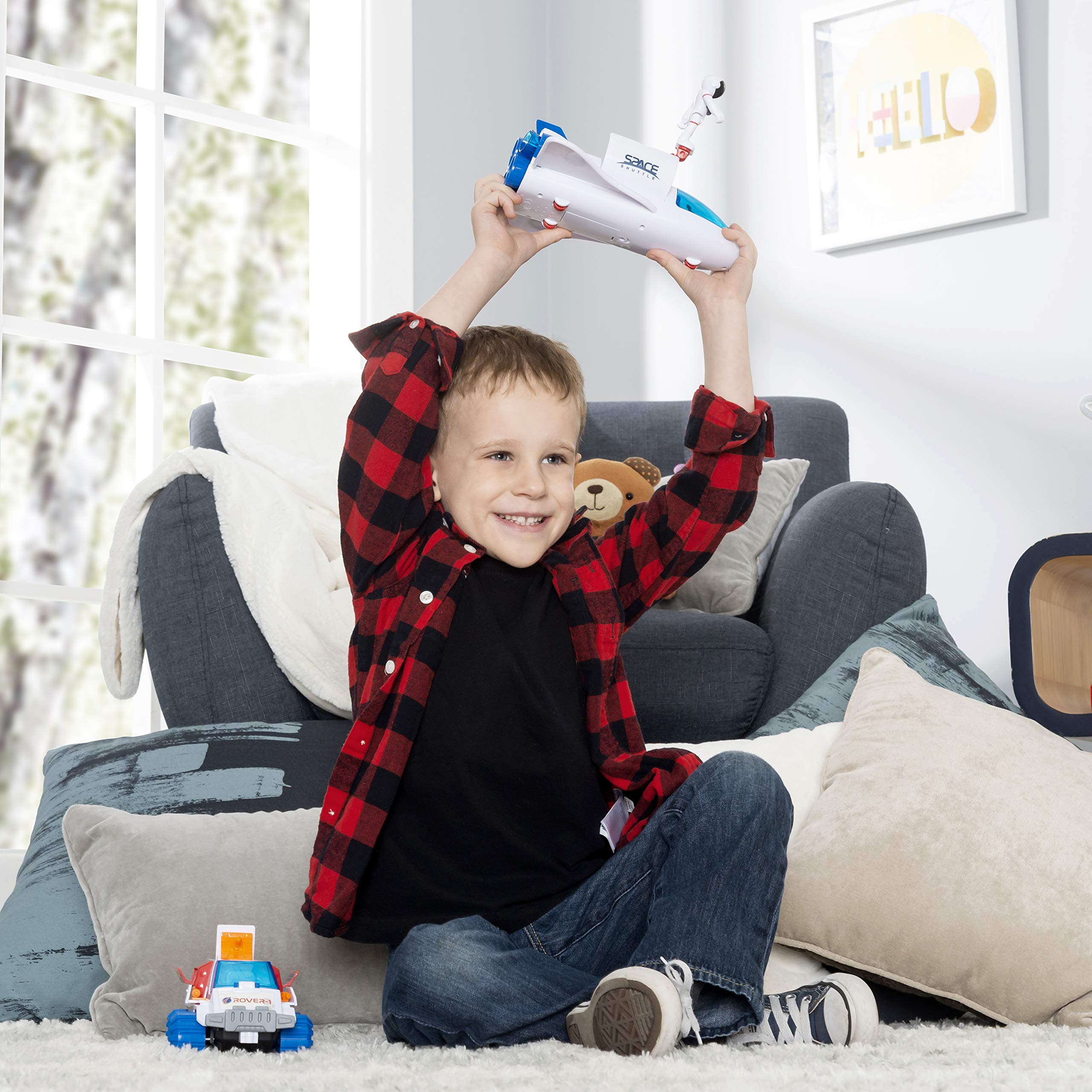 Astro Venture Space Shuttle Toy with 2 Astronauts, Mechanical Arm & Rover - Light Up & Sound Effects - Interactive STEM Toy for Kids - Perfect for Space Exploration Play & Educational Learning