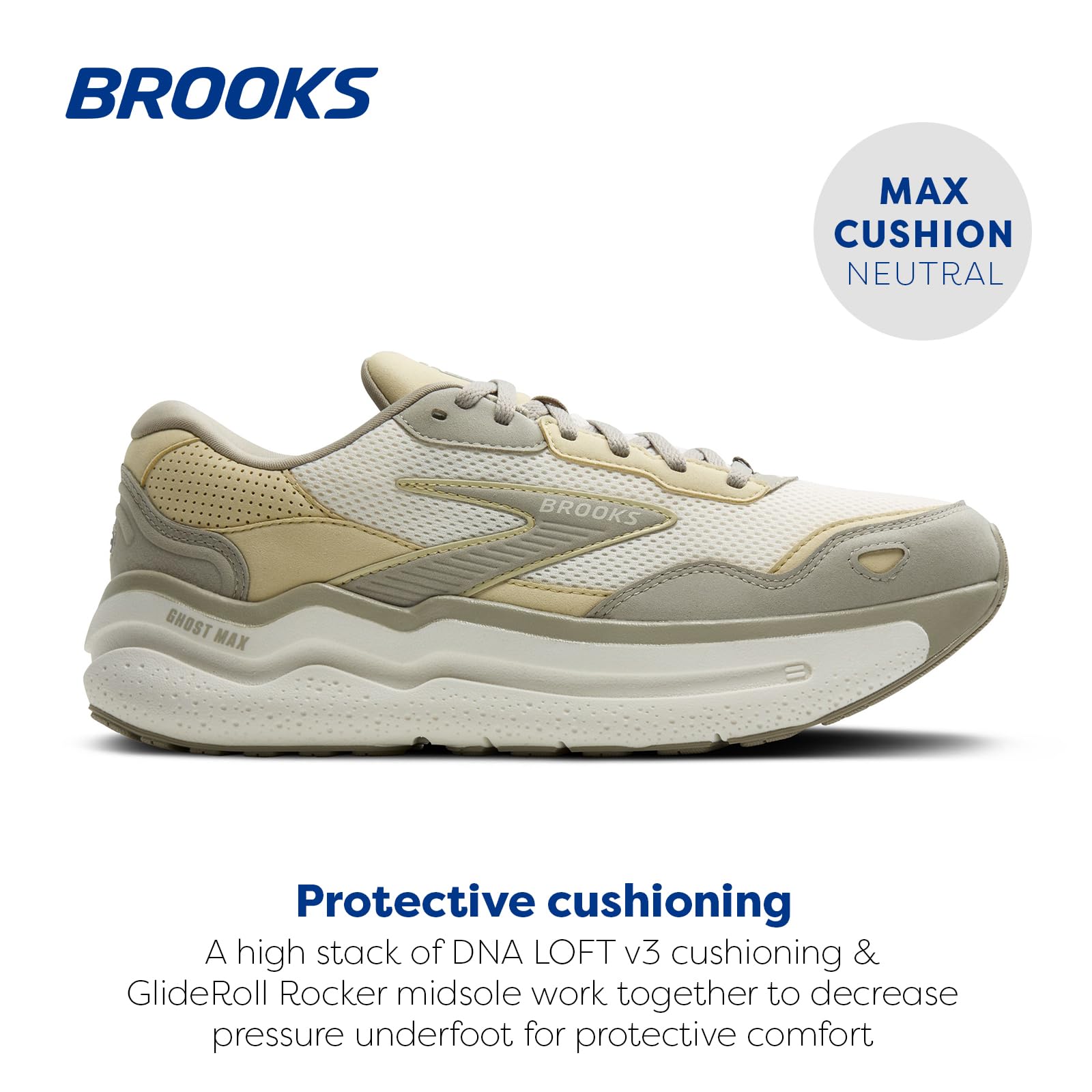Brooks Men's Ghost Max Suede Leather Running Shoes - Neutral Support for Jogging, Walking & Gym Workouts - Lightweight Cushioned Sneakers for Men's Athletic Training & Daily Wear