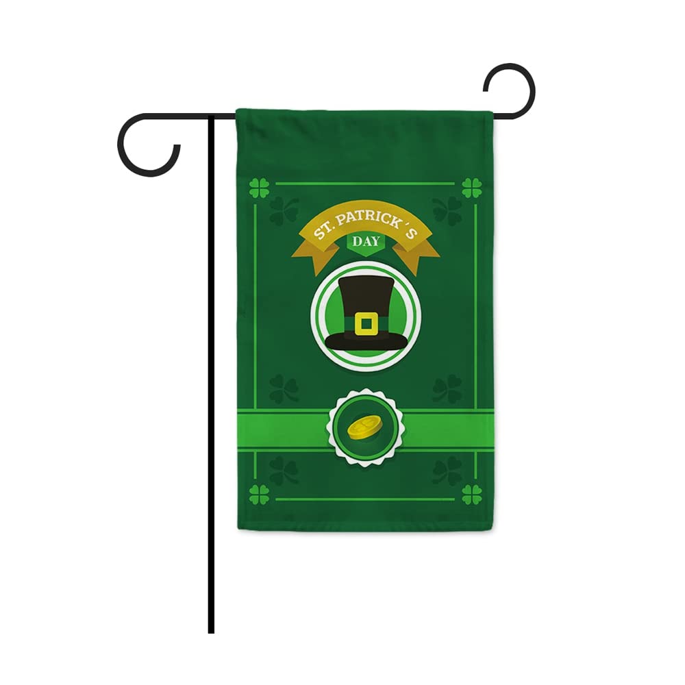 St. Patrick's Day Green Shamrock Garden Flag 12.5x18 Inch - Outdoor Decor for Yard, Patio & Spring Celebrations
