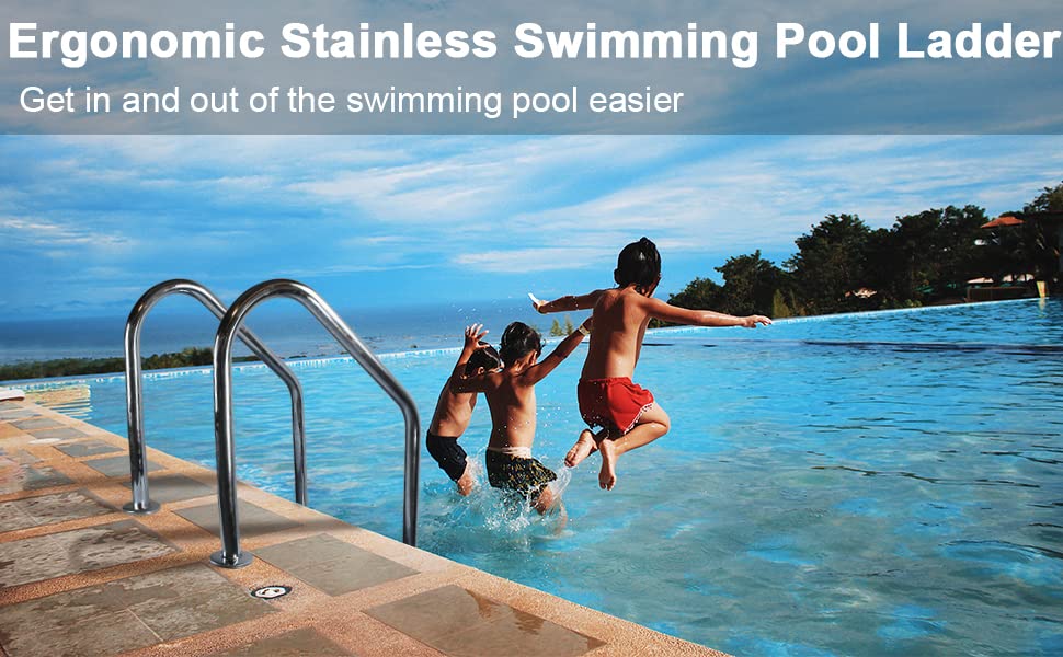 DOEL 2-Step Stainless Steel Pool Ladder for In-Ground Swimming Pools | 304 Stainless Steel | Non-Slip Design | 440lb Weight Capacity | Perfect for Easy Pool Entry & Exit, Backyard Swimming Safety