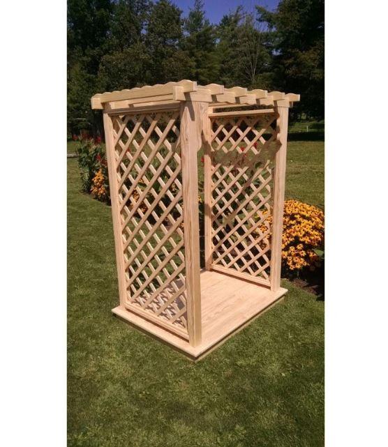 Amish Handcrafted Pine Covington Arbor & Deck - Rustic Outdoor Furniture for Patio, Garden & Backyard Decor