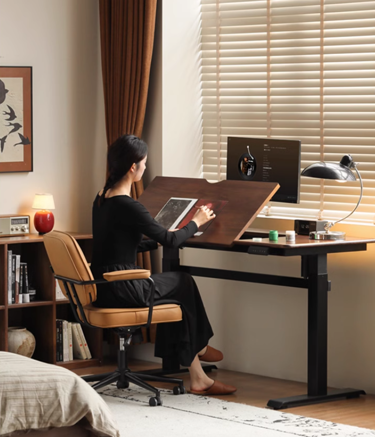 Premium Black Walnut & Oak Solid Wood Electric Height Adjustable Desk - Luxury Home Office & Gaming Workstation for Ergonomic Comfort