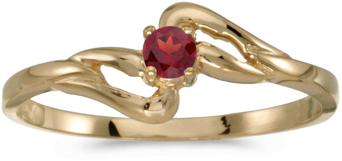 14K Yellow Gold Round Garnet Ring for Women | Genuine Garnet Gemstone Jewelry | Perfect for Engagement, Anniversary & Everyday Wear