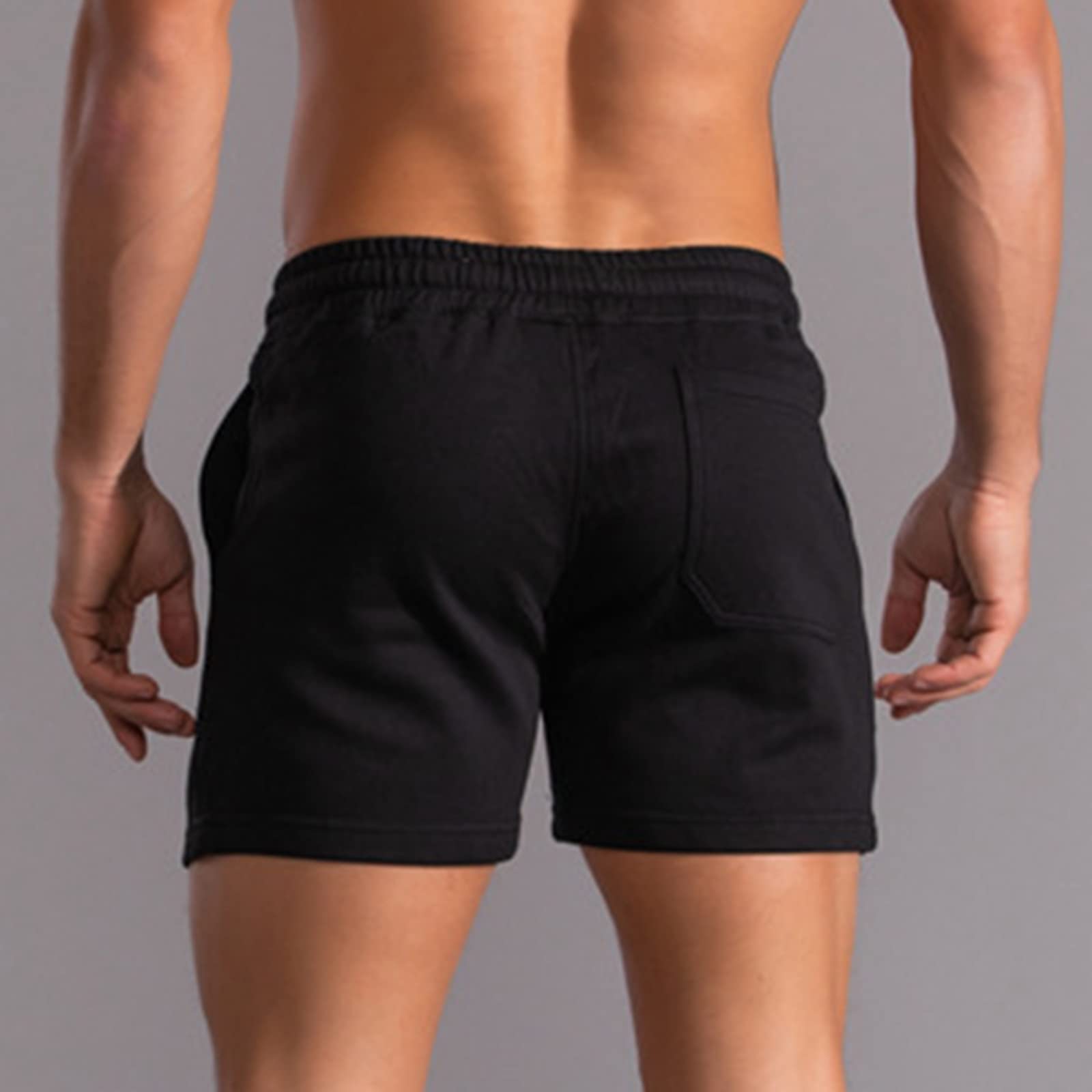 **Men's Gym Shorts - Comfortable Cotton Casual Workout Shorts with Elastic Mid-Waist & Lace-Up Design for Running, Training & Lounge Wear**