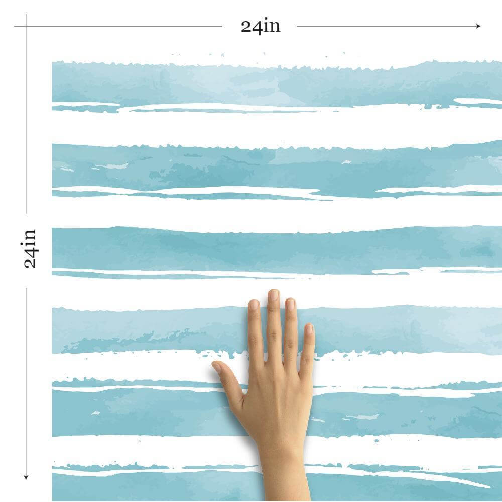 Blue and White Striped Peel and Stick Removable Wallpaper - Self-Adhesive Decorative Wall Covering for Bedroom, Living Room, Nursery & Office Decor