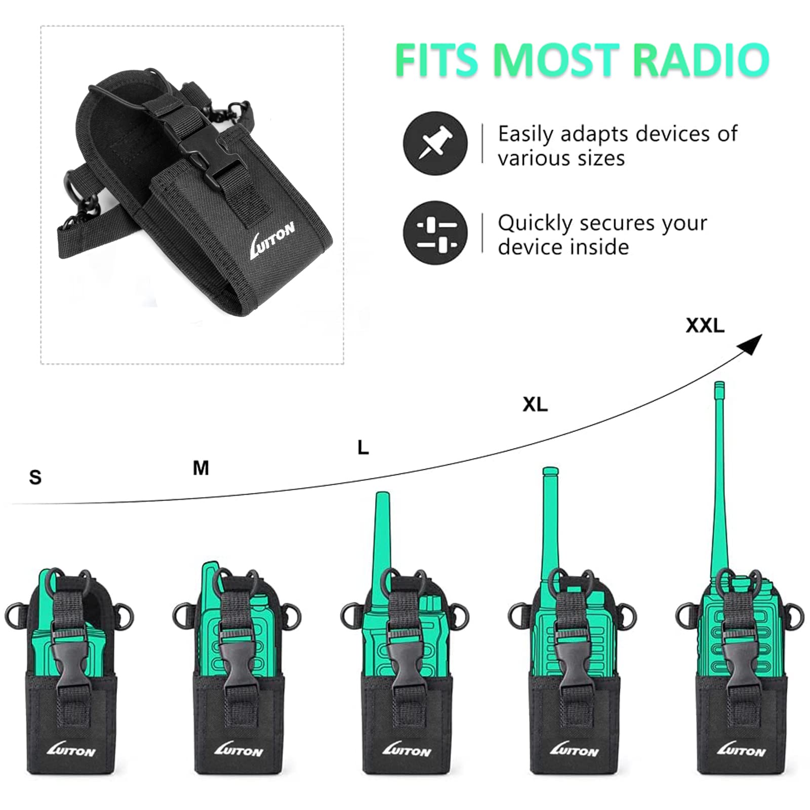 Firefighter Radio Holster & Shoulder Strap Bundle (2-Pack) - Secure EMT EMS Two-Way Radio Holder with Anti-Sway Strap for Walkie Talkies & Scanners - Perfect for Emergency Response & Outdoor Adventures