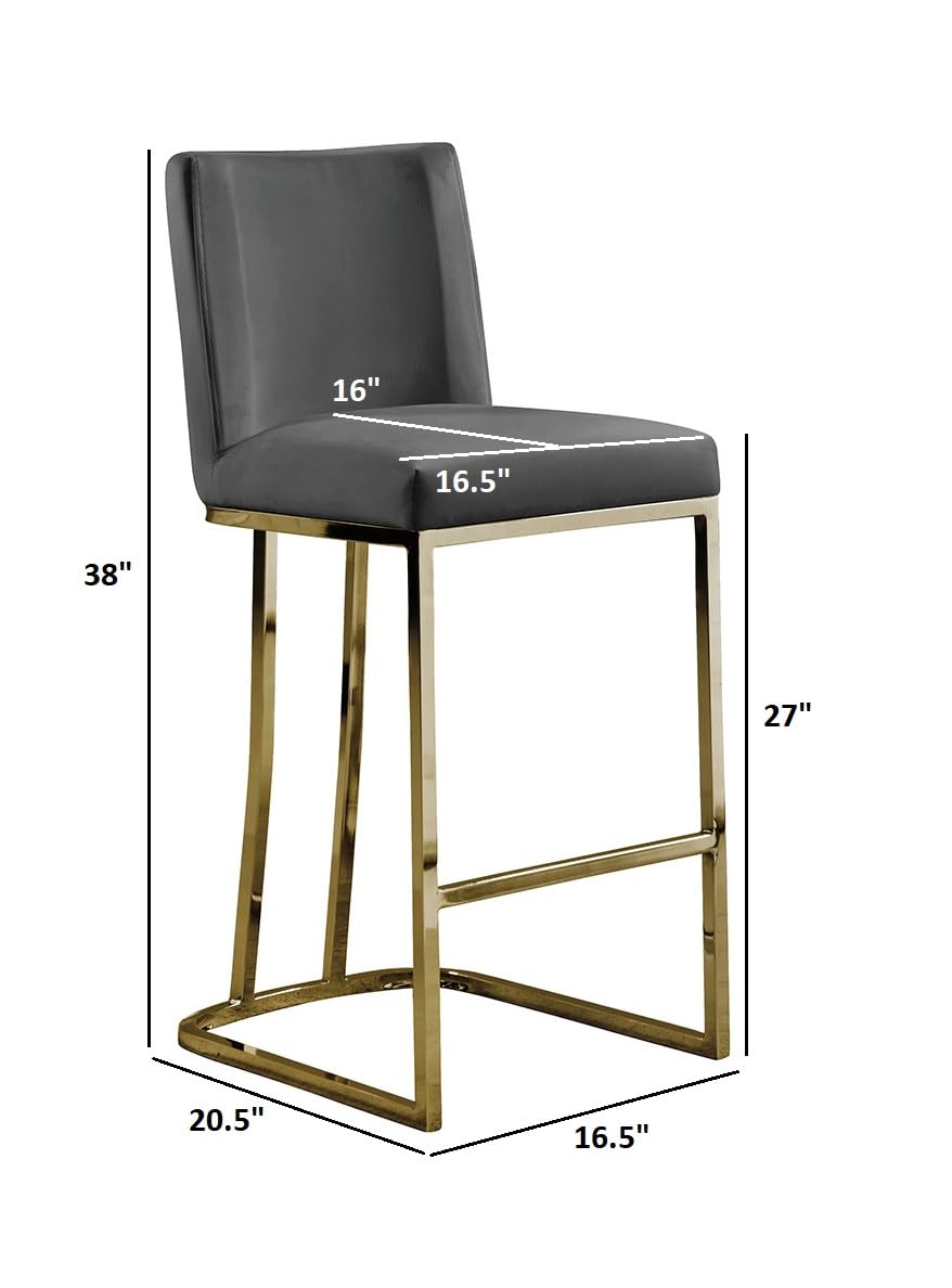 Premium Counter Height Bar Stools - Gray Upholstered Dining Chairs for Kitchen Island, Breakfast Nook & Home Bar - Comfortable & Durable Counter Stools for Adults