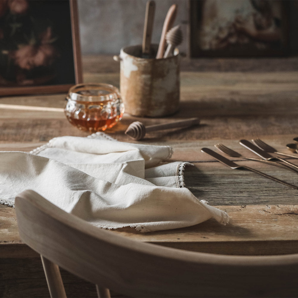 Elegant Linen & Lace Napkin Set - 12-Piece Premium Table Linens for Dinner Parties, Weddings & Special Occasions