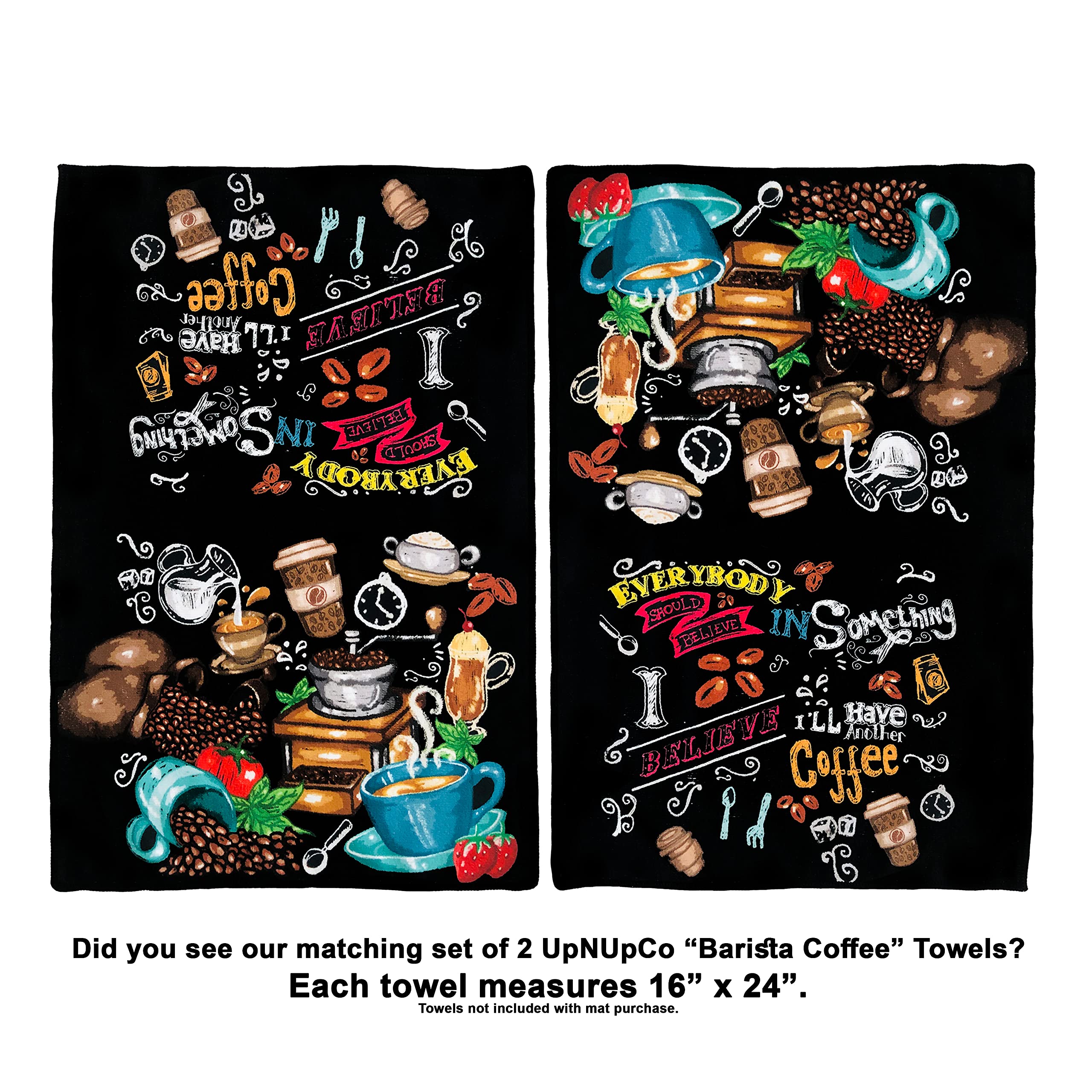 UpNUpCo Artistic Coffee-Themed Kitchen Curtain Set - 3-Piece Bistro Style Window Treatment with Coffee Decor Fabric, Tier & Valance - Perfect for Cafés, Coffee Shops & Cozy Home Kitchens