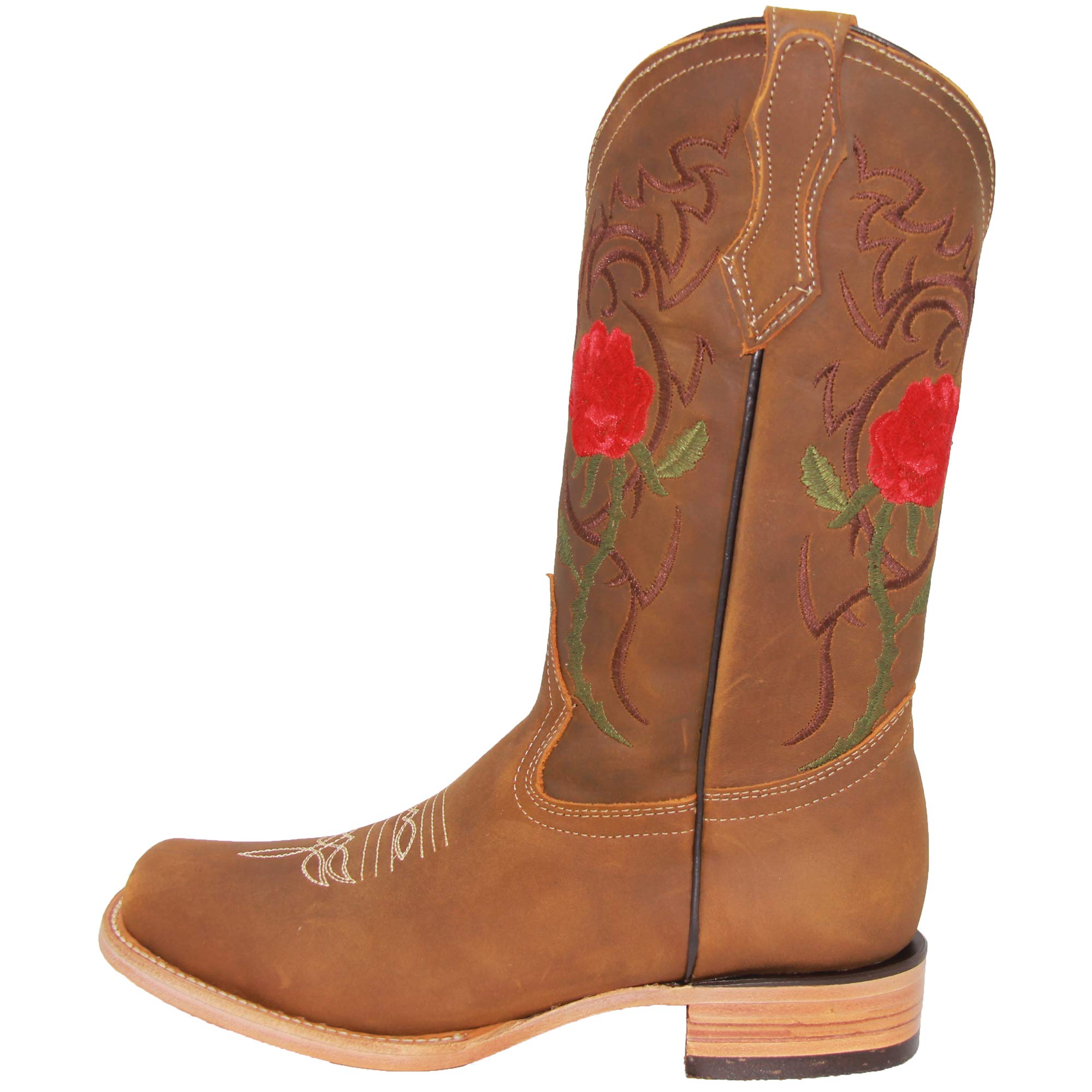 Women's Western Cowgirl Boots - Genuine Leather Floral Embroidered Ankle Boots for Country Dancing, Rodeo & Fashion Outfits