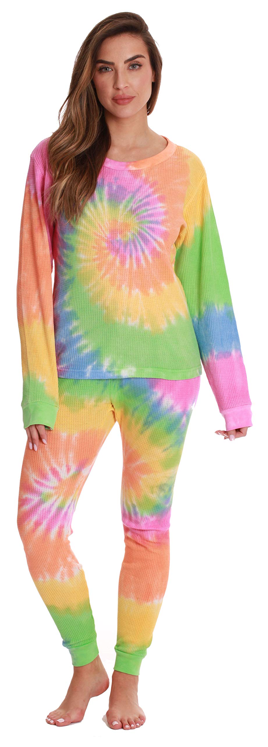 Just Love Women's Tie Dye Two-Piece Thermal Pajama Set - Cozy Winter Sleepwear for Cold Nights & Lounging at Home