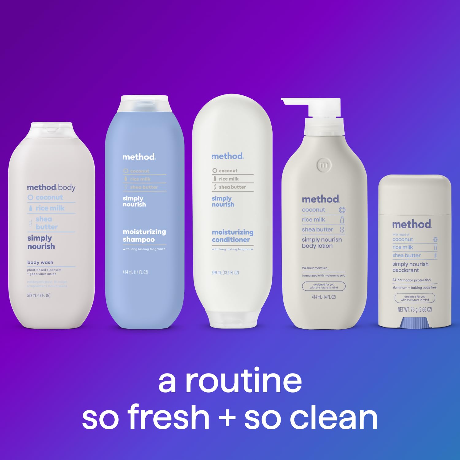 Method Moisturizing Shampoo with Shea Butter, Coconut & Rice Milk - Paraben & Sulfate Free - 14 oz (3 Pack) - Hydrating for Dry Hair - Perfect for Daily Use & Scalp Care