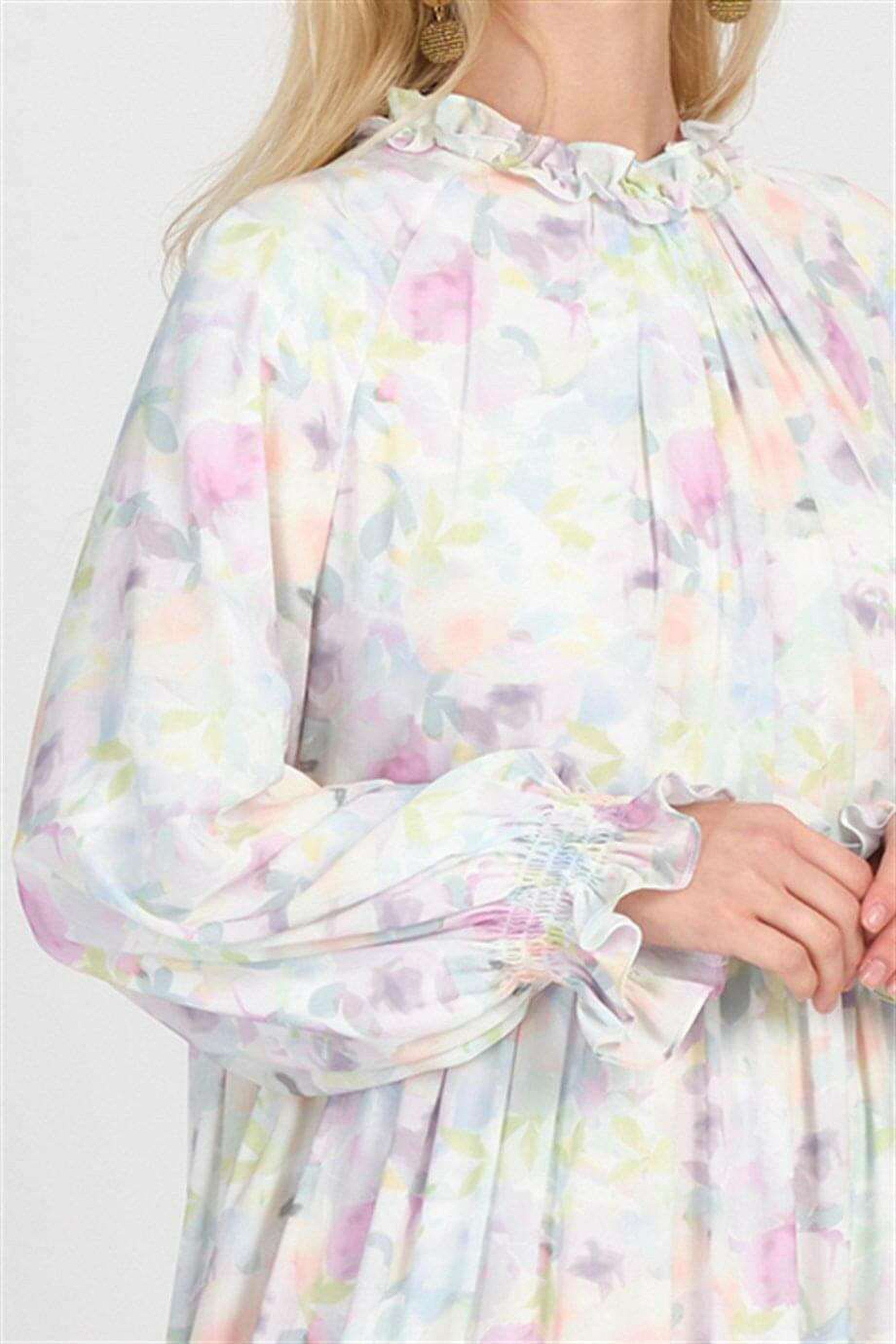 Maria White Women's Modest Dress - Elegant Long Sleeve Maxi Dress for Church, Wedding & Special Occasions