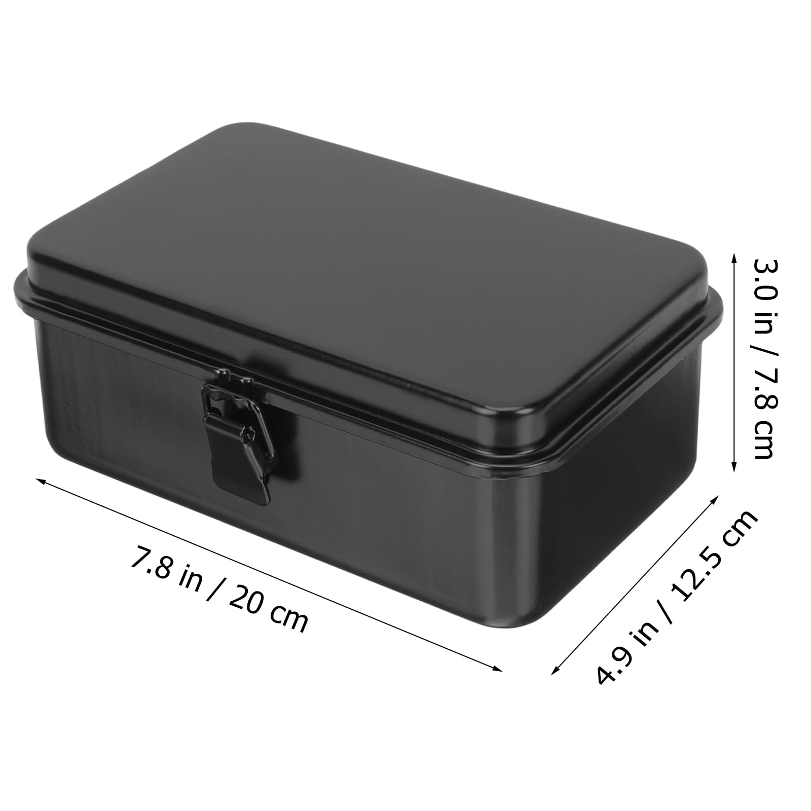 DOITOOL Small Metal Tool Box - Portable Steel Tool Organizer with Metal Latch Closure, 7.86x4.91x3.07in - Compact Hip Roof Design for Home, Garage & Workshop Tool Storage (Black) - Perfect for DIY Projects, Car Repair & Professional Use