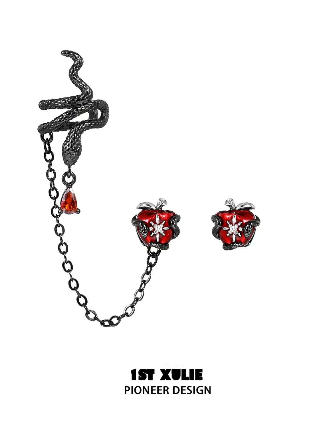 Forbidden Love S925 Sterling Silver Viper's Apple 18K Gold Plated Pendant Necklace & Earrings Set - Perfect for Valentine's Day Gifts, Anniversary Presents, and Romantic Occasions